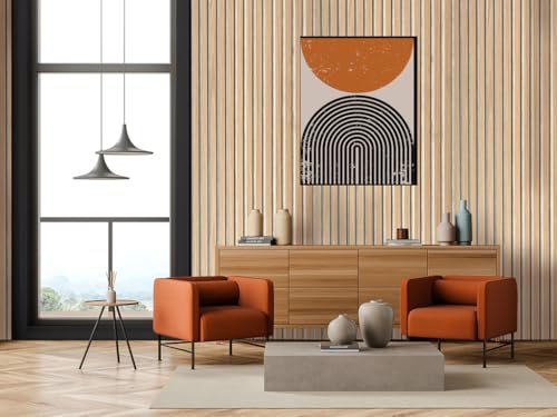 Akustikpaneele AURA Balance Oiled Oak 240x60cm | Wandpaneele Holzoptik Eiche geölt | Filz Beige | 1-seitig furniert | Acoustic Wall Panel | Schallschutz Wand | 1 Stück | 1,44 m²