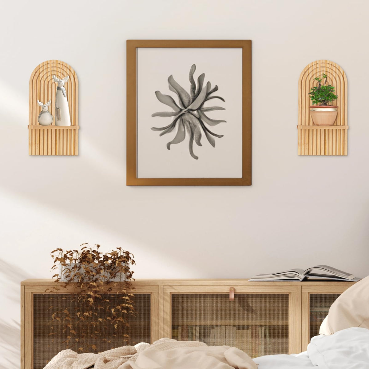 Wandregal Holz Boho Wanddeko, Kinderzimmer Regale Wand Deko