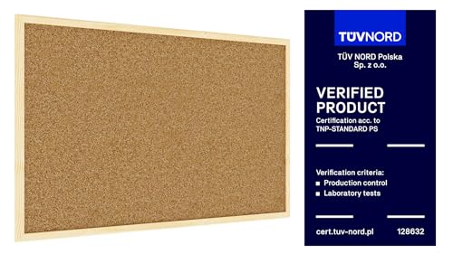 ALLboards Pinnwand mit Holz Rahmen 80x50cm Korktafel Korkwand Pinnwand Kork