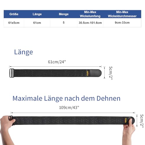 Elastische Gurtbänder Gurte mit Klettverschluss, Kabel-Klettband