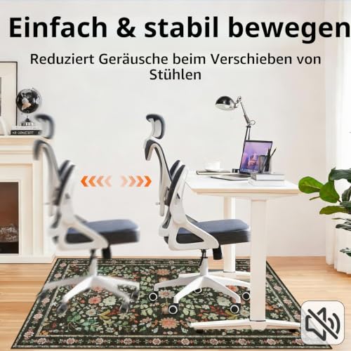 Homcomodar Bodenschutzmatte Bürostuhl 120x150cm Bürostuhl Unterlage rutschfest Schreibtischstuhl Unterlag Bodenschutzmatte für Hartböden Teppich für Harten Boden, Laminat und Fliesen Schwarz