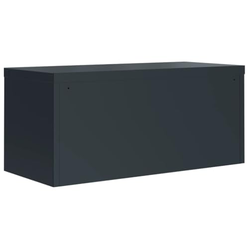 Aktenschrank Anthrazit aus pulverbeschichtetem Stahl 90x40x40 cm abschließbar mit 2 Schlüsseln Büroschrank für Dokumente Ordner und Hängeregister im Arbeitszimmer oder Homeoffice