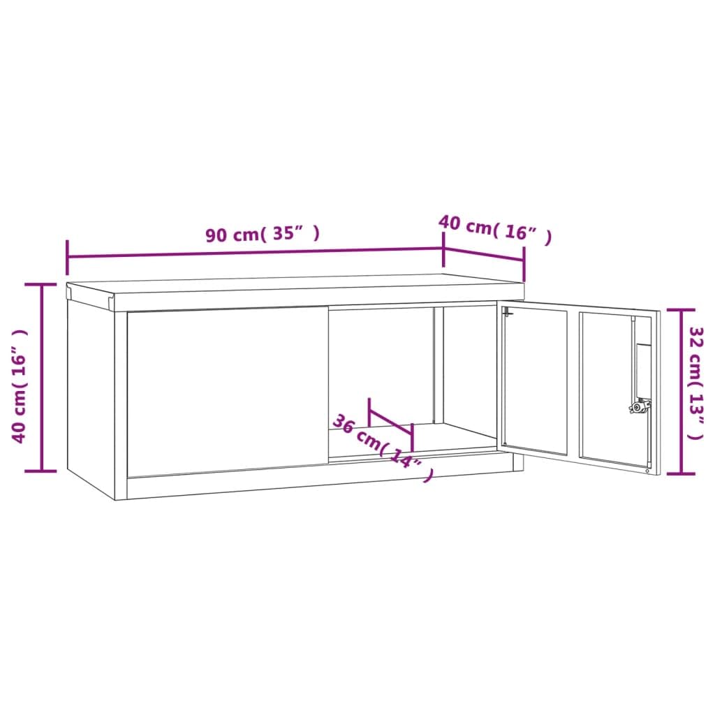 Aktenschrank Anthrazit aus pulverbeschichtetem Stahl 90x40x40 cm abschließbar mit 2 Schlüsseln Büroschrank für Dokumente Ordner und Hängeregister im Arbeitszimmer oder Homeoffice