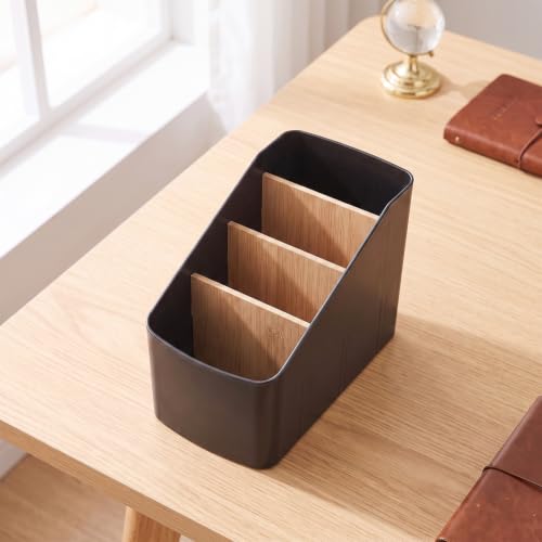 Schreibtisch Organizer 4 Fächer Kunststoff Bambus Schwarz
