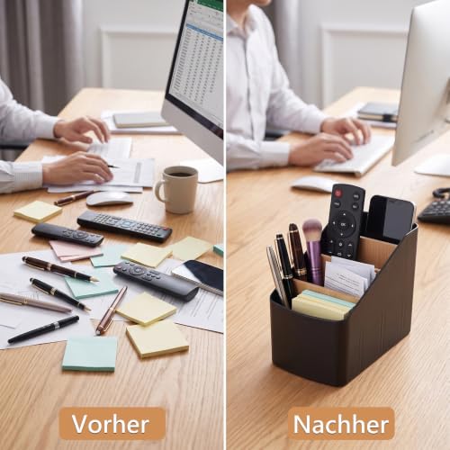 Schreibtisch Organizer 4 Fächer Kunststoff Bambus Schwarz