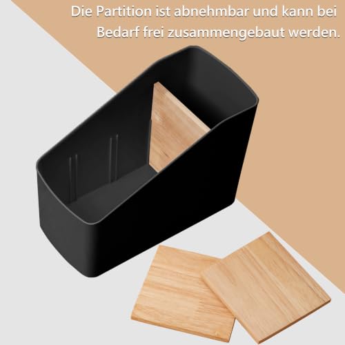 Schreibtisch Organizer 4 Fächer Kunststoff Bambus Schwarz