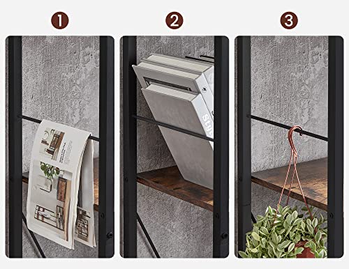 VASAGLE Bücherregal, Regal mit 5 Ebenen, Standregal, Büroregal, offene Fächer, Industrie-Design, für Wohnzimmer, Schlafzimmer, Büro, Arbeitszimmer, Homeoffice, vintagebraun-schwarz LBC121B01
