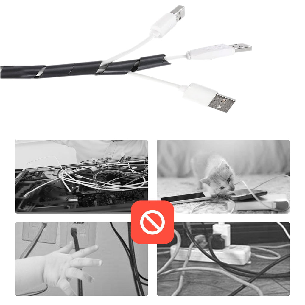 2 STK Spiral Kabelschlauch Schwarz, Universal Kabel Spiralschlauch