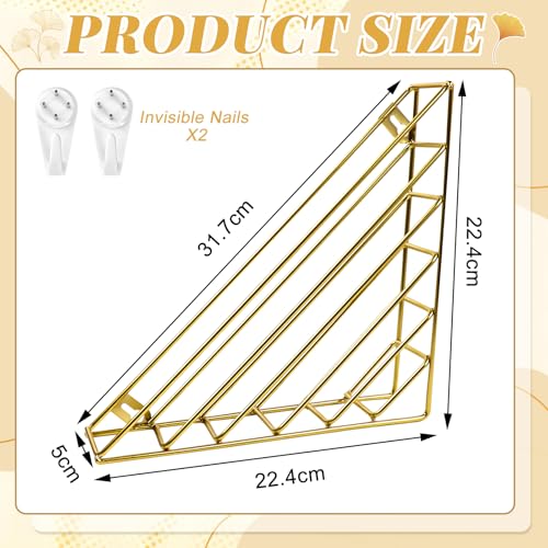 Zeitungshalter Wand,Metall Dreieckiger Zeitschriftenhalter Wand,Prospekthalter mit Schrauben,Platzsparender Magazinhalter für Wohnzimmer,Büro,Schulen Und Bibliotheken,(Gold)