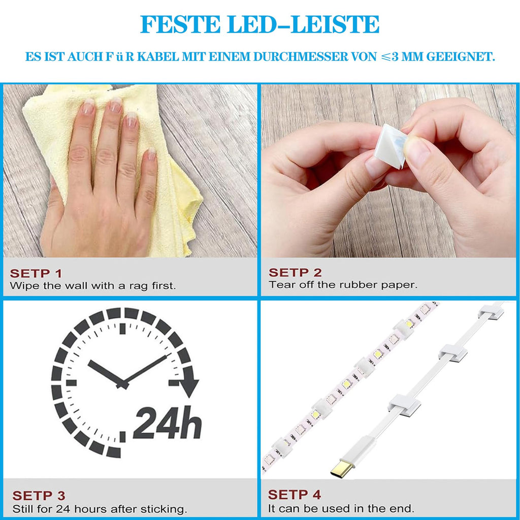 KLJ Kabelhalter selbstklebend Kabelclips Led Streifen Halterung 50 Stück