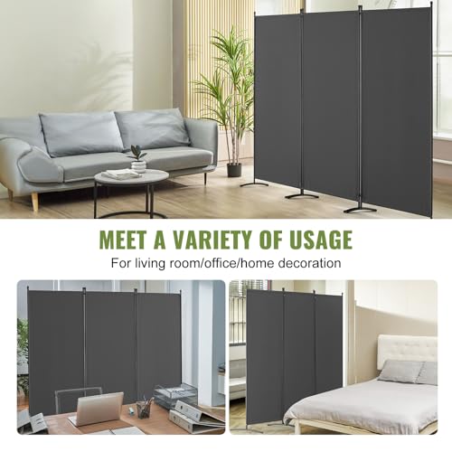 VEVOR Raumteiler Trennwand 3-teiliger Paravent Stellwand, Faltbarer Sichtschutz für Büro Schlafzimmer Esszimmer Arbeitszimmer Balkon, Raumtrenner freistehend (228 x 52 x 184 cm), Grau