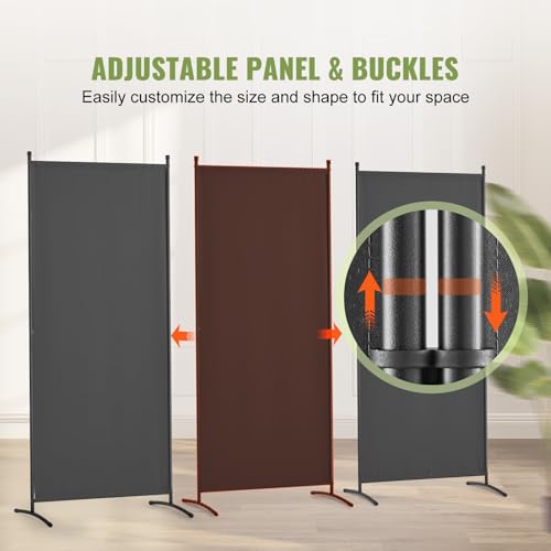 VEVOR Raumteiler Trennwand 3-teiliger Paravent Stellwand, Faltbarer Sichtschutz für Büro Schlafzimmer Esszimmer Arbeitszimmer Balkon, Raumtrenner freistehend (228 x 52 x 184 cm), Grau