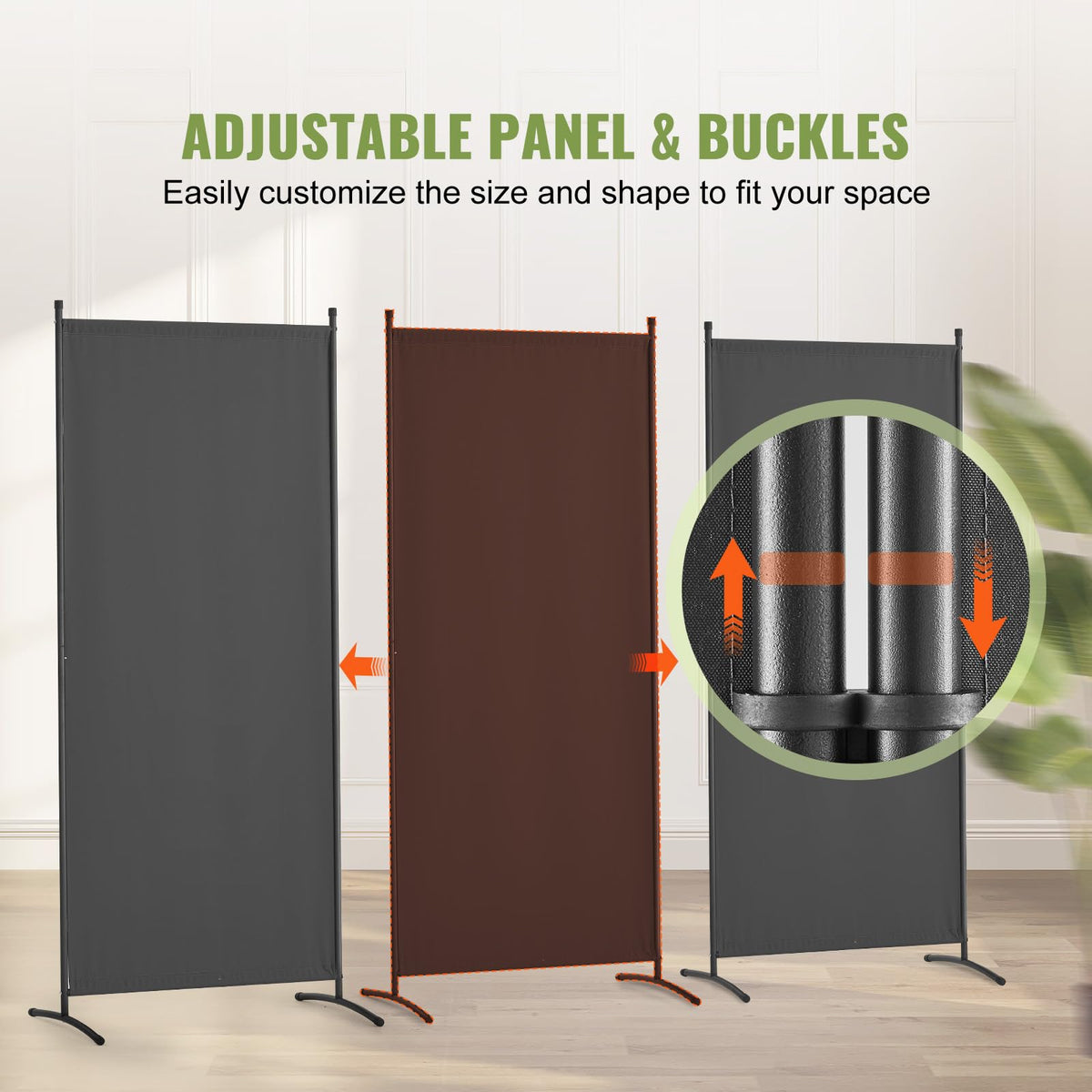 VEVOR Raumteiler Trennwand 3-teiliger Paravent Stellwand, Faltbarer Sichtschutz für Büro Schlafzimmer Esszimmer Arbeitszimmer Balkon, Raumtrenner freistehend (228 x 52 x 184 cm), Grau