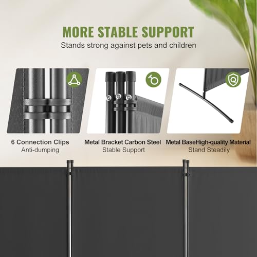 VEVOR Raumteiler Trennwand 3-teiliger Paravent Stellwand, Faltbarer Sichtschutz für Büro Schlafzimmer Esszimmer Arbeitszimmer Balkon, Raumtrenner freistehend (228 x 52 x 184 cm), Grau