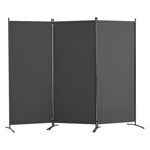 VEVOR Raumteiler Trennwand 3-teiliger Paravent Stellwand, Faltbarer Sichtschutz für Büro Schlafzimmer Esszimmer Arbeitszimmer Balkon, Raumtrenner freistehend (228 x 52 x 184 cm), Grau