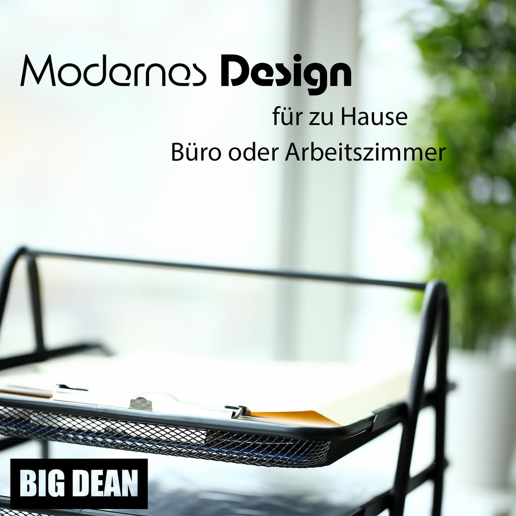 BigDean Briefablage Dokumentenablage A4 ausziehbar schwarz Metall Ablage