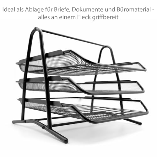 BigDean Briefablage Dokumentenablage A4 ausziehbar schwarz Metall Ablage