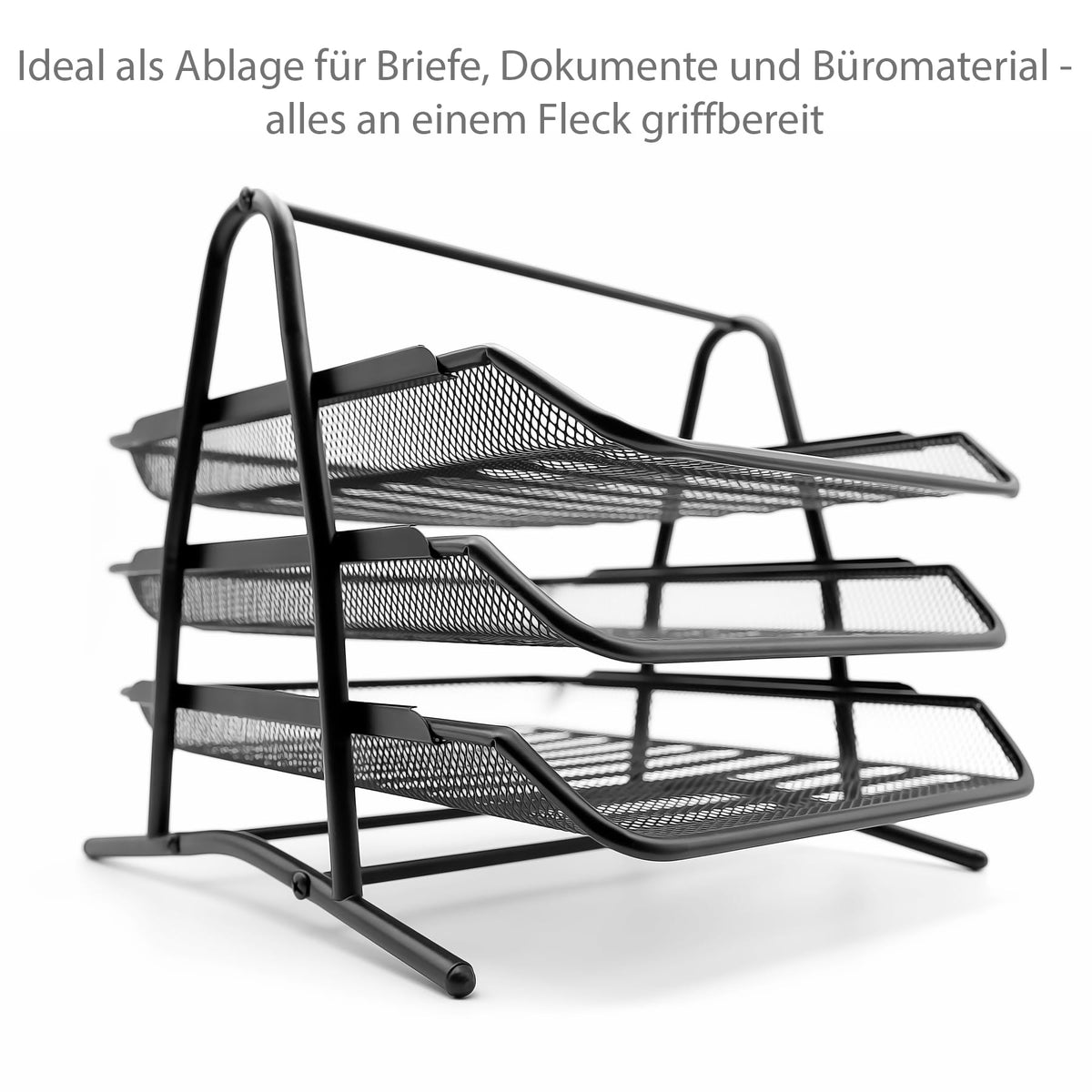 BigDean Briefablage Dokumentenablage A4 ausziehbar schwarz Metall Ablage