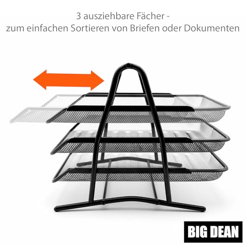 BigDean Briefablage Dokumentenablage A4 ausziehbar schwarz Metall Ablage