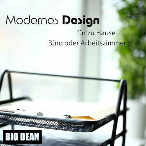 BigDean Briefablage Dokumentenablage A4 ausziehbar schwarz Metall Ablage