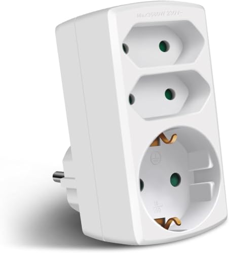 EXTRASTAR 3-Fach Steckdosenadapter, 2 Euro+1 Schuko mit Kindersicherung
