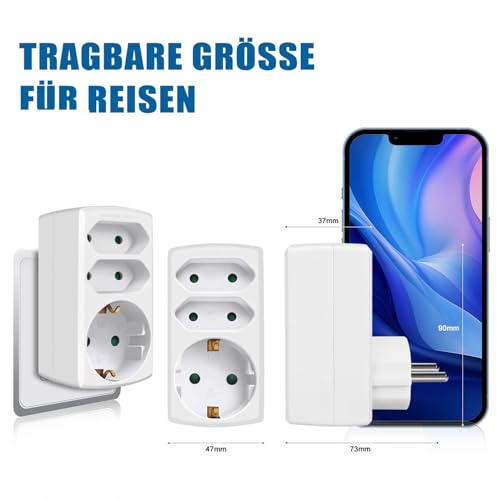 EXTRASTAR 3-Fach Steckdosenadapter, 2 Euro+1 Schuko mit Kindersicherung