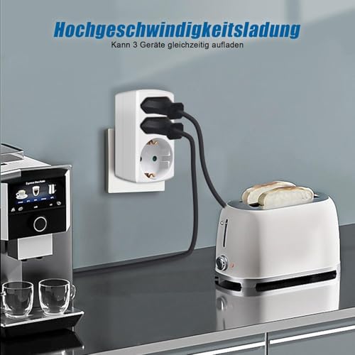 EXTRASTAR 3-Fach Steckdosenadapter, 2 Euro+1 Schuko mit Kindersicherung