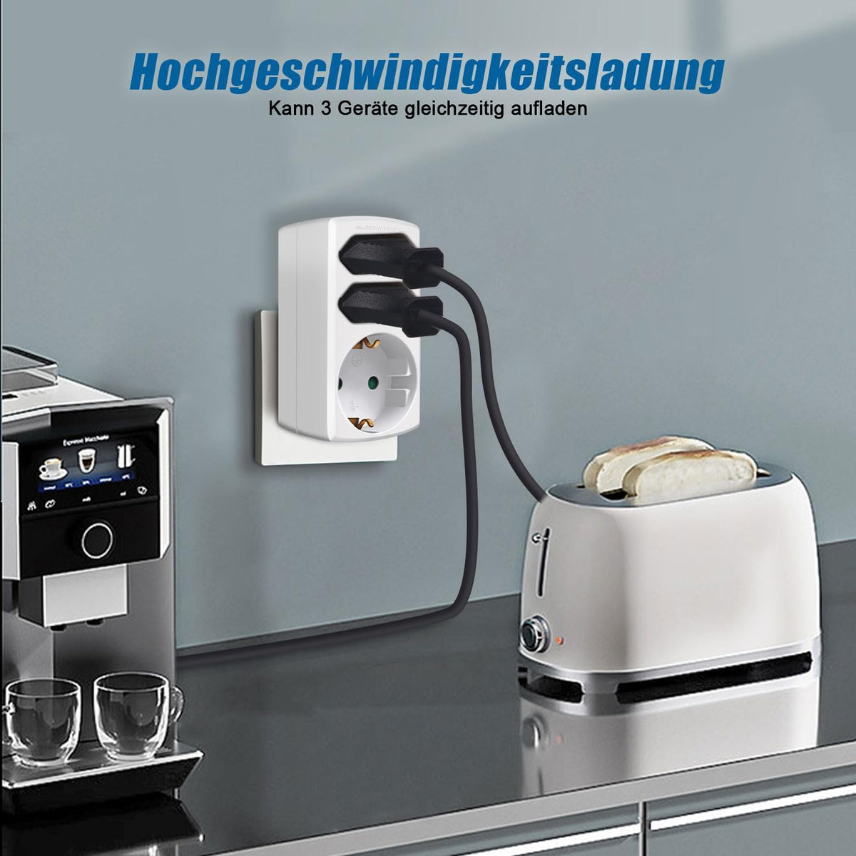 EXTRASTAR 3-Fach Steckdosenadapter, 2 Euro+1 Schuko mit Kindersicherung