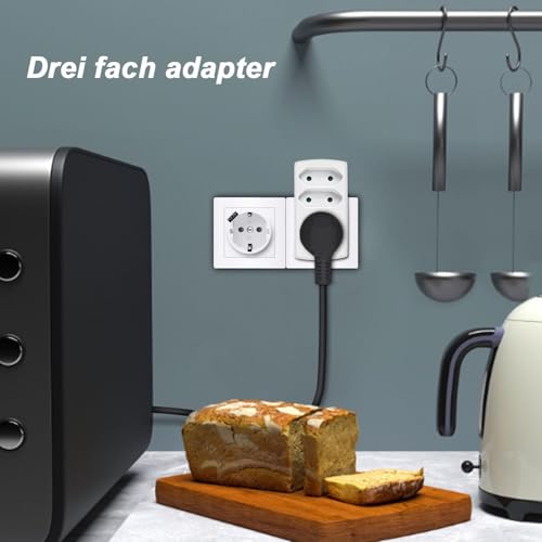 EXTRASTAR 3-Fach Steckdosenadapter, 2 Euro+1 Schuko mit Kindersicherung