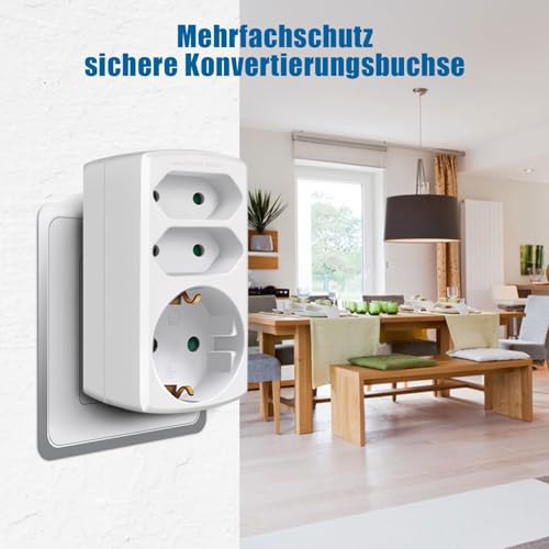 EXTRASTAR 3-Fach Steckdosenadapter, 2 Euro+1 Schuko mit Kindersicherung
