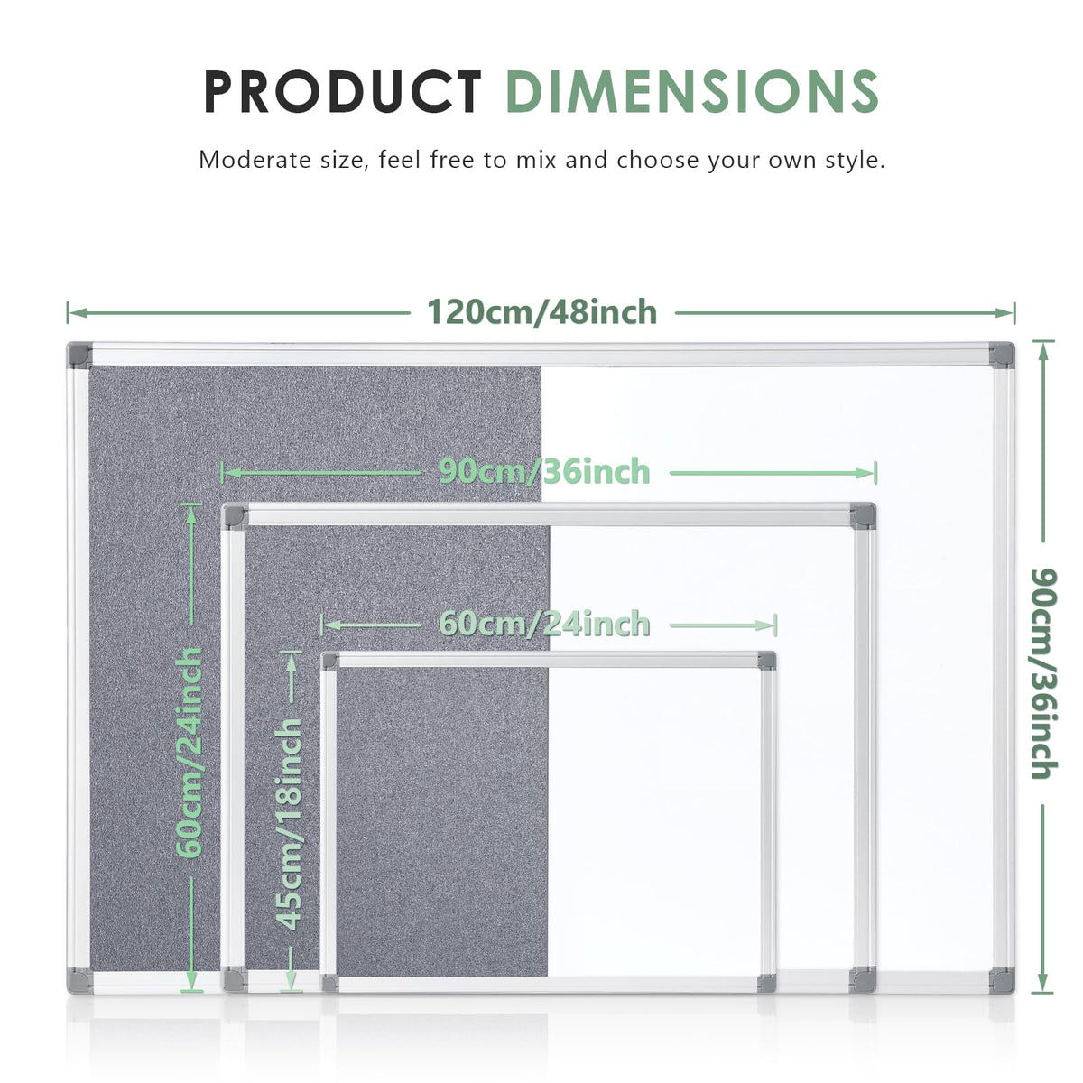 SWANCROWN Whiteboard mit Pinnwand Magnetisch 60x45cm mit Aluminiumrahmen