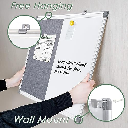 SWANCROWN Whiteboard mit Pinnwand Magnetisch 60x45cm mit Aluminiumrahmen