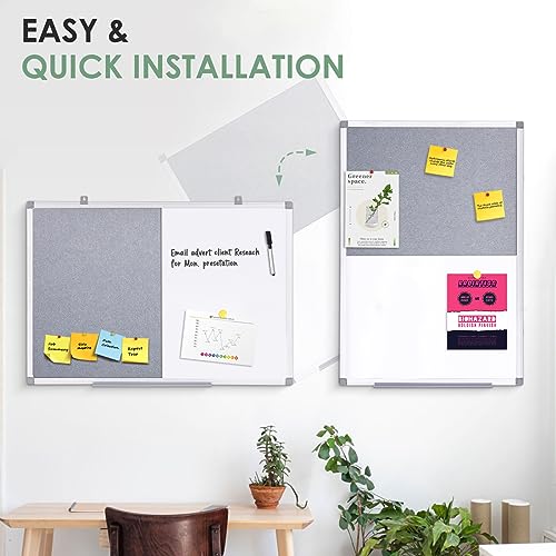 SWANCROWN Whiteboard mit Pinnwand Magnetisch 60x45cm mit Aluminiumrahmen