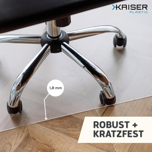 KAISER plastic® Bodenschutzmatte transparent 90 x 120 cm für Hartboden - Schreibtischunterlage durchsichtig - Schreibtischstuhlunterlage rutschfest - Schutzmatte Bürostuhl - Stuhlunterlage