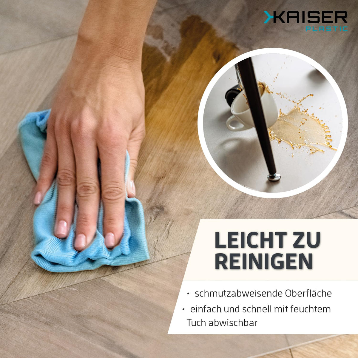 KAISER plastic® Bodenschutzmatte transparent 90 x 120 cm für Hartboden - Schreibtischunterlage durchsichtig - Schreibtischstuhlunterlage rutschfest - Schutzmatte Bürostuhl - Stuhlunterlage