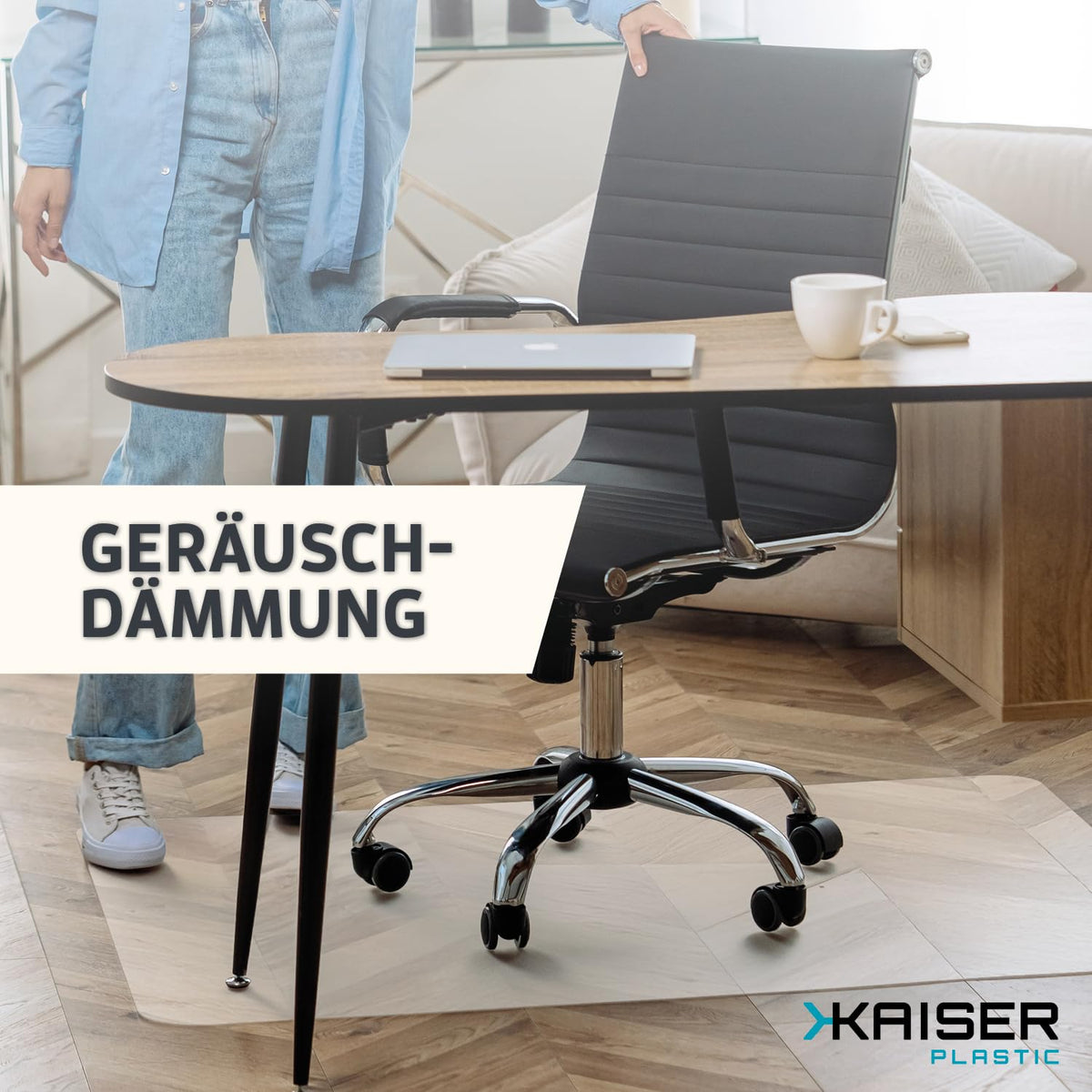 KAISER plastic® Bodenschutzmatte transparent 90 x 120 cm für Hartboden - Schreibtischunterlage durchsichtig - Schreibtischstuhlunterlage rutschfest - Schutzmatte Bürostuhl - Stuhlunterlage