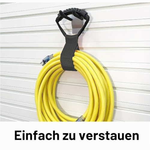 2 Stück Verlängerungskabel- und Schlauch-Organisierer Set mit Tragegriff und Klettverschluss, Verlängerungskabel-Organizer, Verstellbare Kabelhalter Kabelbinder für Garage