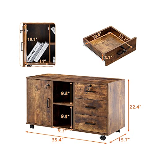 CLIPOP Rollcontainer abschließbar, 3 Schubladen + offenes Fach, 90*40*57 cm