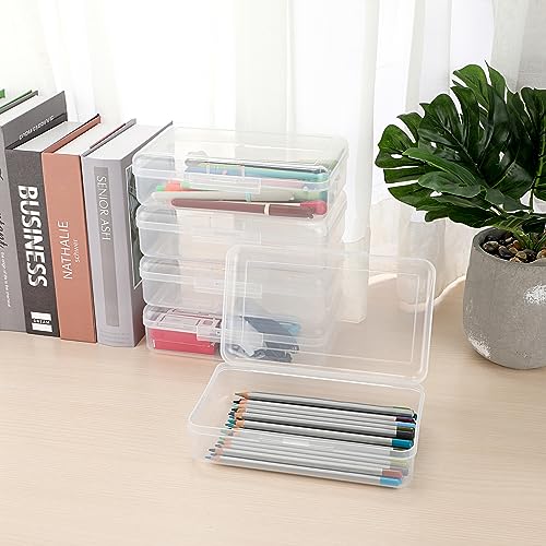 BSTKEY 5 Pack Plastik Bleistift Box Halter Bleistift Case, Home Office Utility Storage Box Cubby Bin Organizer Case für Schreibwaren, klar