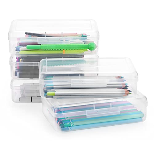 BSTKEY 5 Pack Plastik Bleistift Box Halter Bleistift Case, Home Office Utility Storage Box Cubby Bin Organizer Case für Schreibwaren, klar