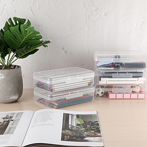 BSTKEY 5 Pack Plastik Bleistift Box Halter Bleistift Case, Home Office Utility Storage Box Cubby Bin Organizer Case für Schreibwaren, klar