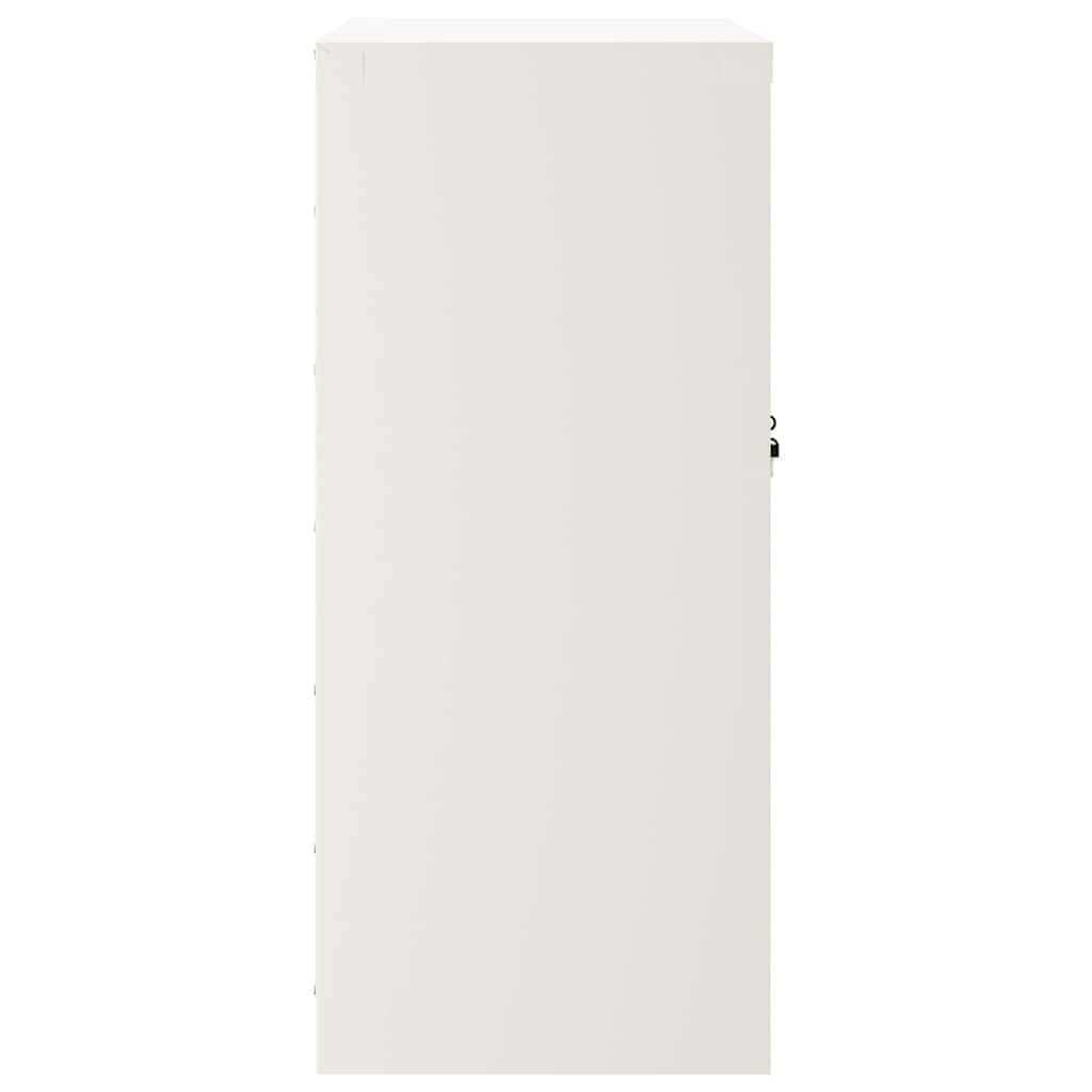 Aktenschrank Weiß aus pulverbeschichtetem Stahl 79x40x90 cm mit Regal und abschließbarer Tür für Büro, Arbeitszimmer, Homeoffice, Verwaltung, Buchhaltung