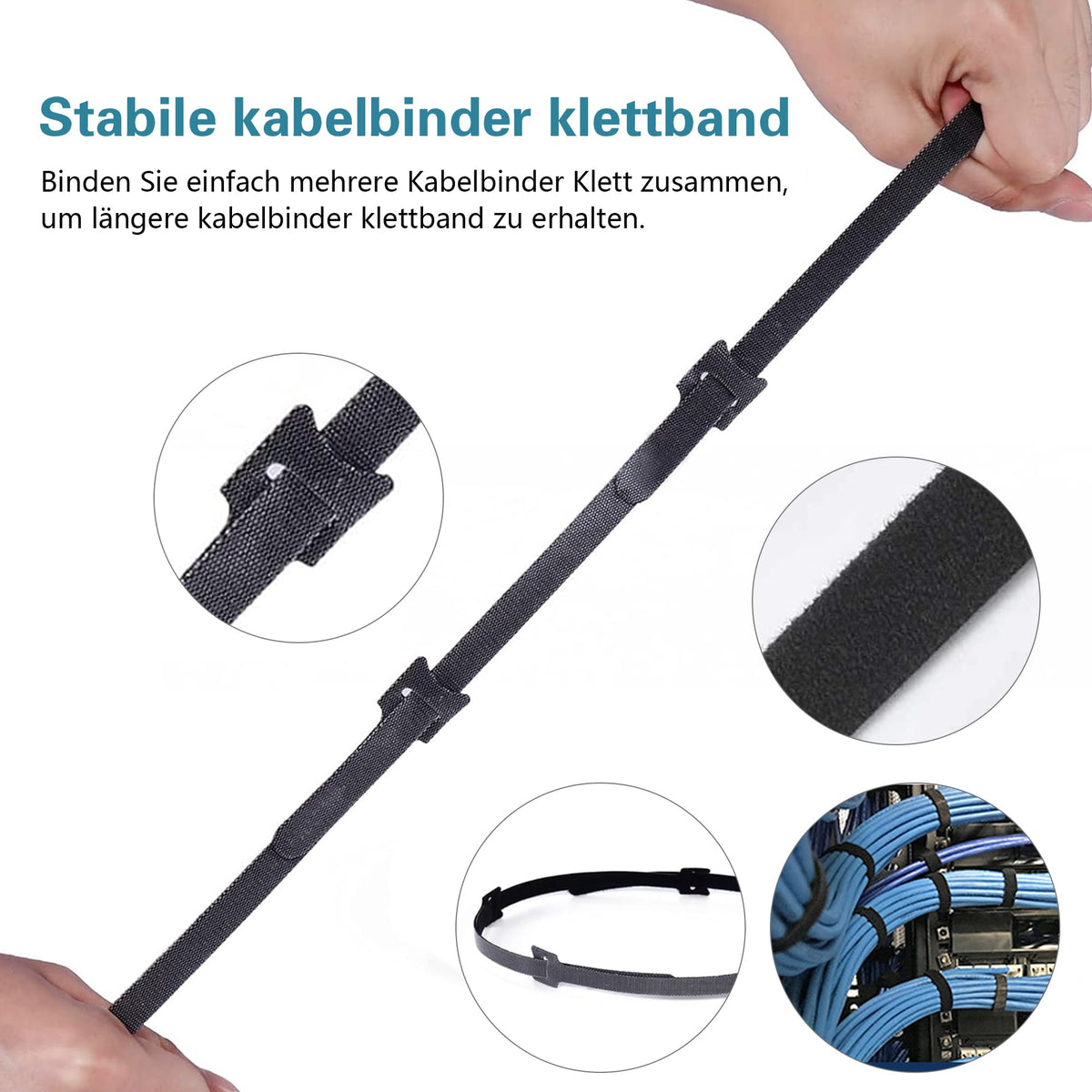 100 Stück Verstellbare Klettkabelbinder in 3 verschiedenen Längen 200mm/150m/120mm, Wiederverwendbare Klettband Kabelbinder Klett, Kabel Klettband Klett Kabelbinder Klettverschluss