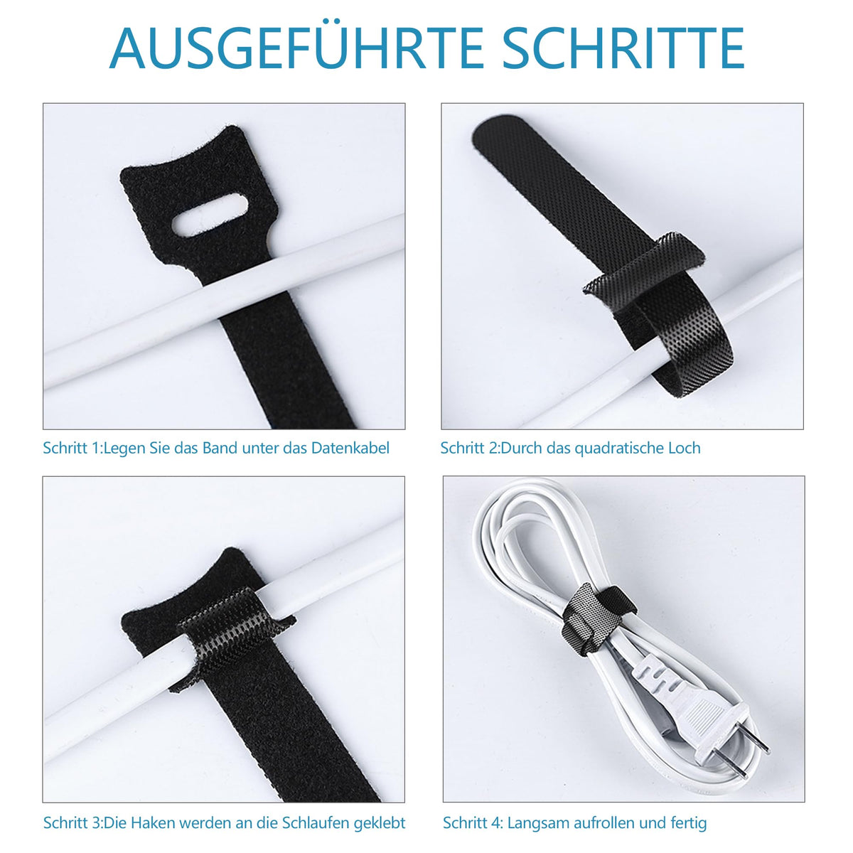 100 Stück Verstellbare Klettkabelbinder in 3 verschiedenen Längen 200mm/150m/120mm, Wiederverwendbare Klettband Kabelbinder Klett, Kabel Klettband Klett Kabelbinder Klettverschluss