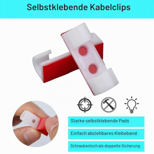 60 Stück Selbstklebende Kabelhalter Kabelclips, Kabelklemmen