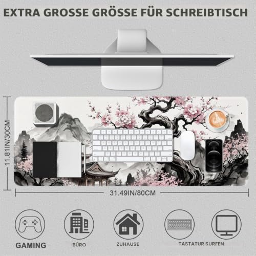 Rcege XL Gaming Mauspad mit Rutschfester Gummibasis Wasserdicht