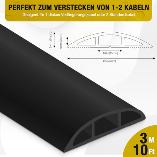 Kabelkanal Boden Kabelbrücke Boden kabelkanal flach für Netzkabel, Leicht zu Schneiden für Haus, Büro, Schule, Konzerte