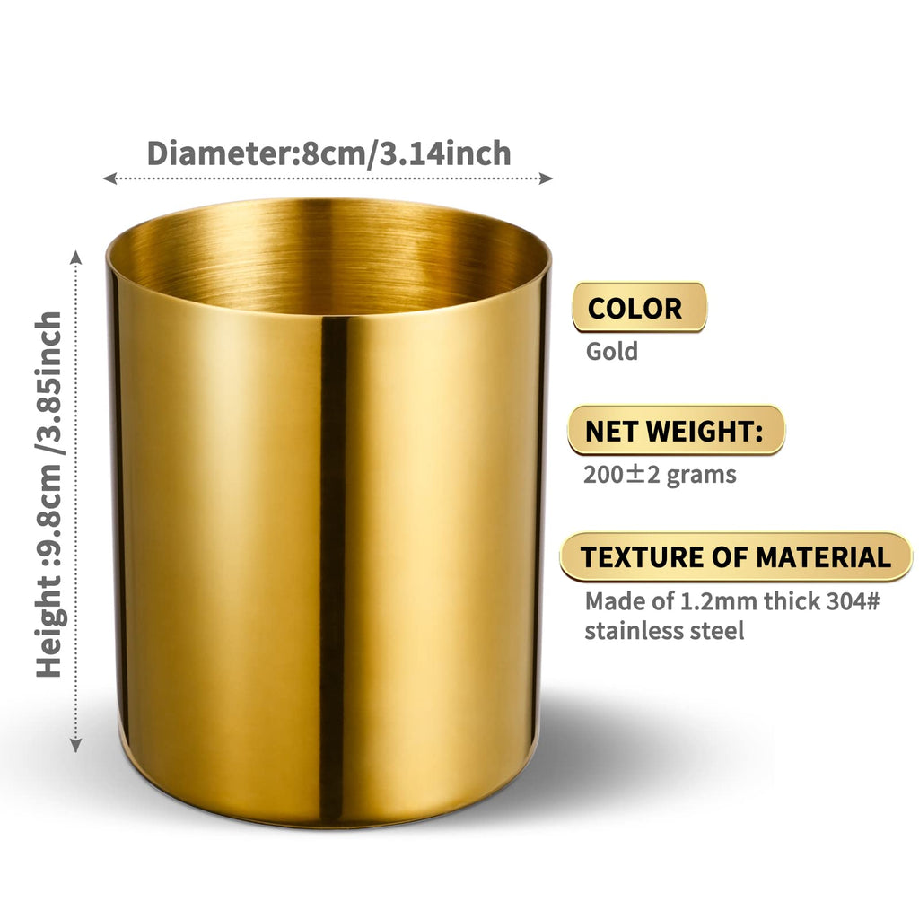 Goldener 304 Edelstahl-Stifthalter und Stiftebecher, Metall-Schreibtisch-Caddy & Schreibtisch-Organizer, Spiegel-Finish und Vakuumbeschichtung