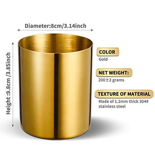 Goldener 304 Edelstahl-Stifthalter und Stiftebecher, Metall-Schreibtisch-Caddy & Schreibtisch-Organizer, Spiegel-Finish und Vakuumbeschichtung