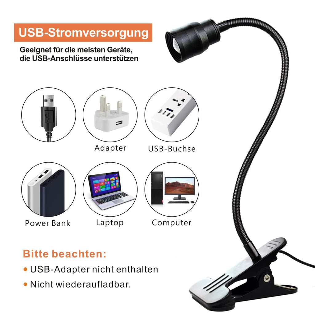 YMCRLUX Zoombare LED-Leselampe Klemmleuchte, Dimmbare Klemmlampe für Bett, Schwanenhals Lampe mit Einstellbarer Abstrahlwinkel 15°-80°, 3 Farbtemperaturmodi, 10 Dimmstufen, Schwarz